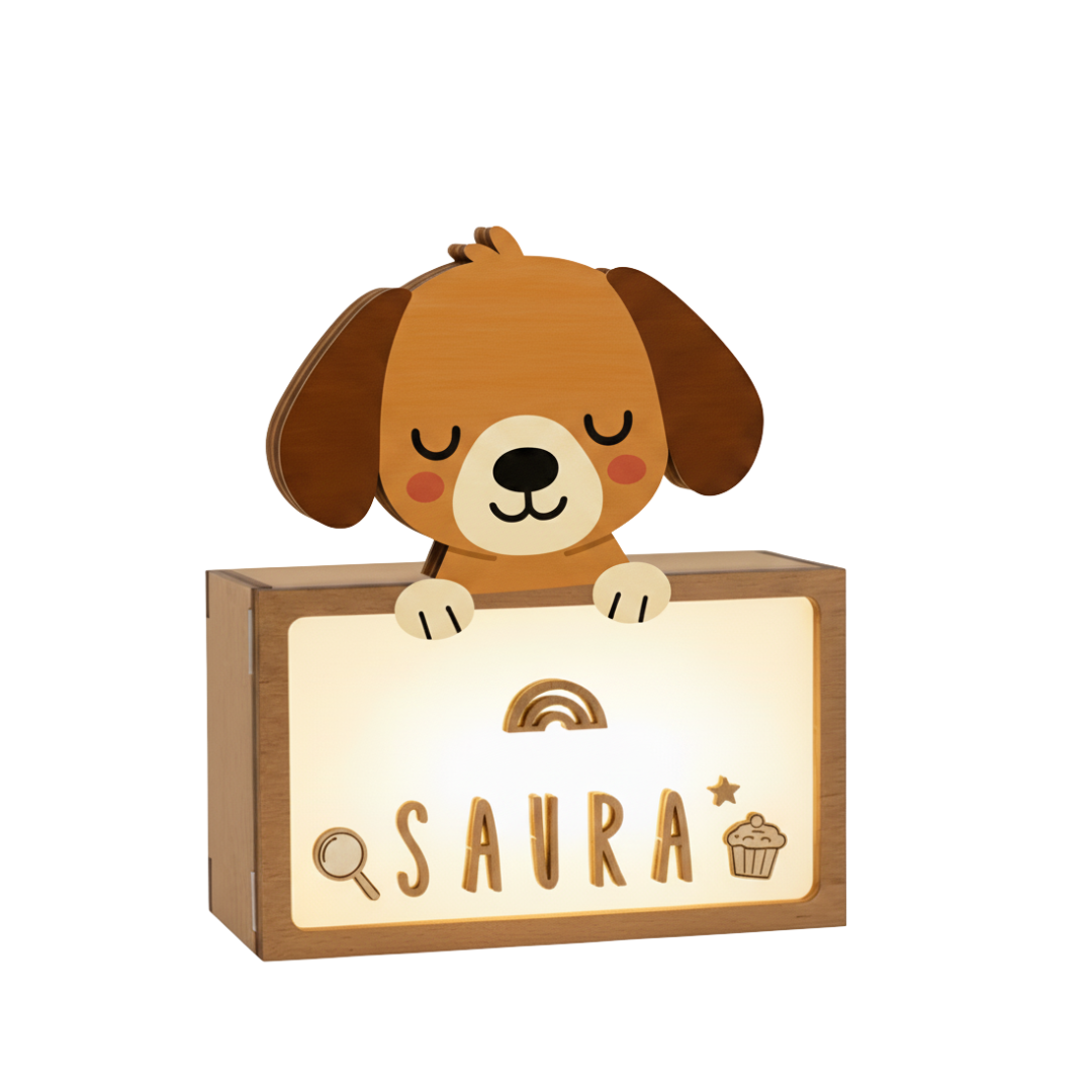 Lámpara Personalizada Infantil de Madera - Diseño Perro