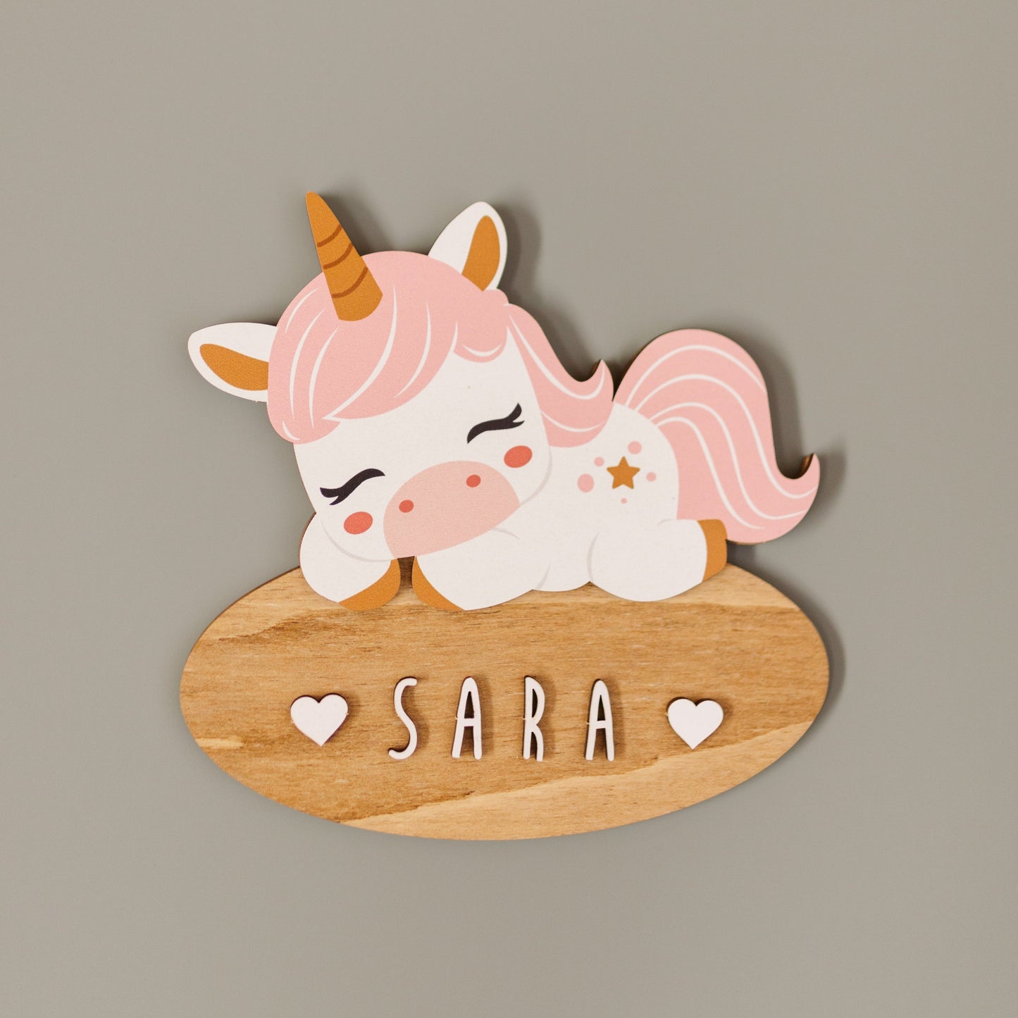 Placa unicornio para puerta con nombre