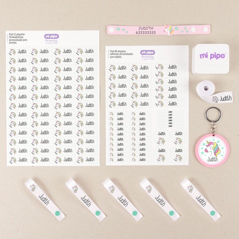Pack Marcatodo Premium personalizado Unicornio + Regalo Llavero