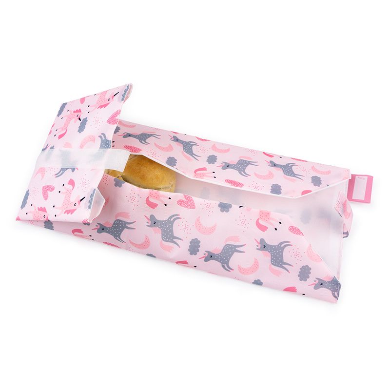 Portabocadillos unicornio con nombre bordado