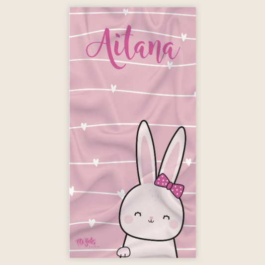 Toalla Personalizada Conejo Rosa