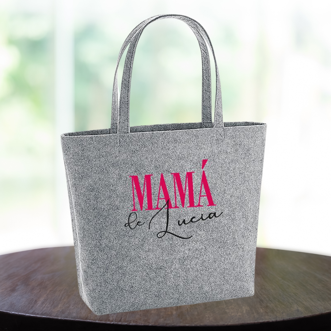 Bolso Shopper Fieltro Gris Mami Nombres – Mofletes