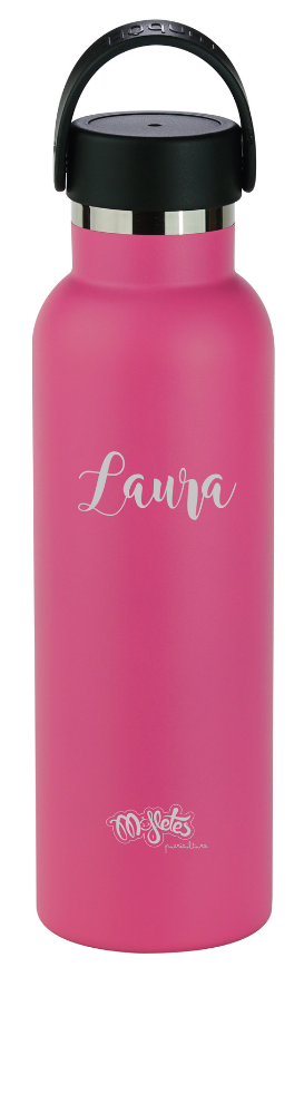Botella de acero personalizada estrellas rosa