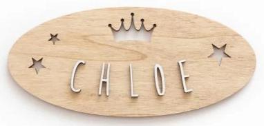 Placa de Madera Personalizada Corona y estrellas