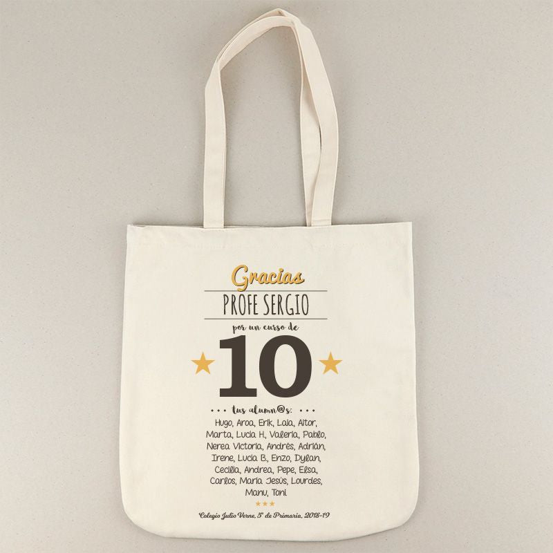 Bolso Personalizado Gracias (nombre+texto) por un curso de 10
