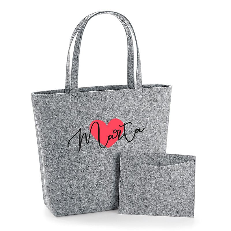 Bolso Shopper Fieltro Personalizado Gris Mofletes