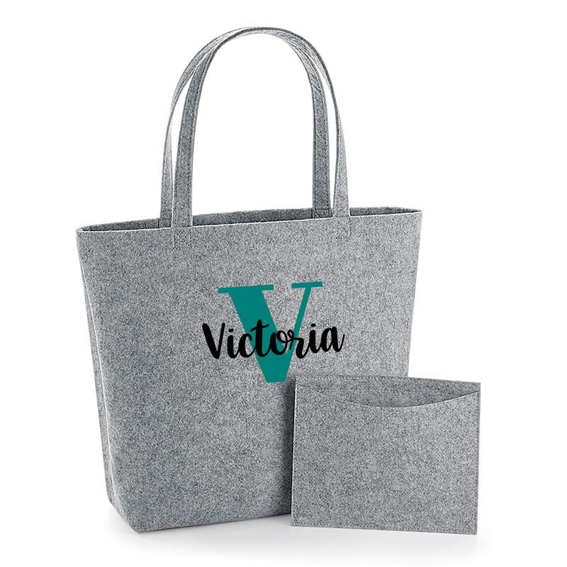 Bolso Shopper Gris Personalizado Inicial Nombre Mofletes