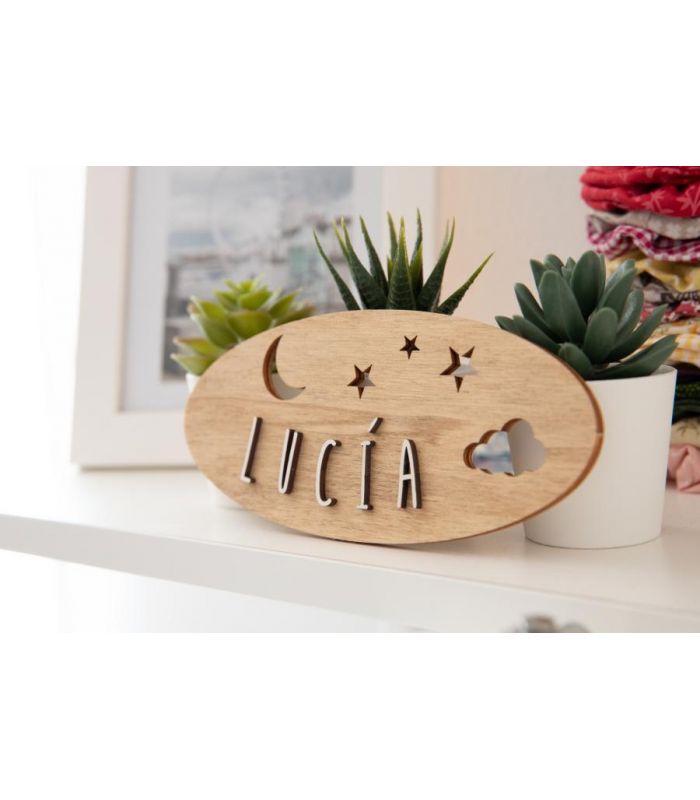 Placa de Madera Personalizada Noche