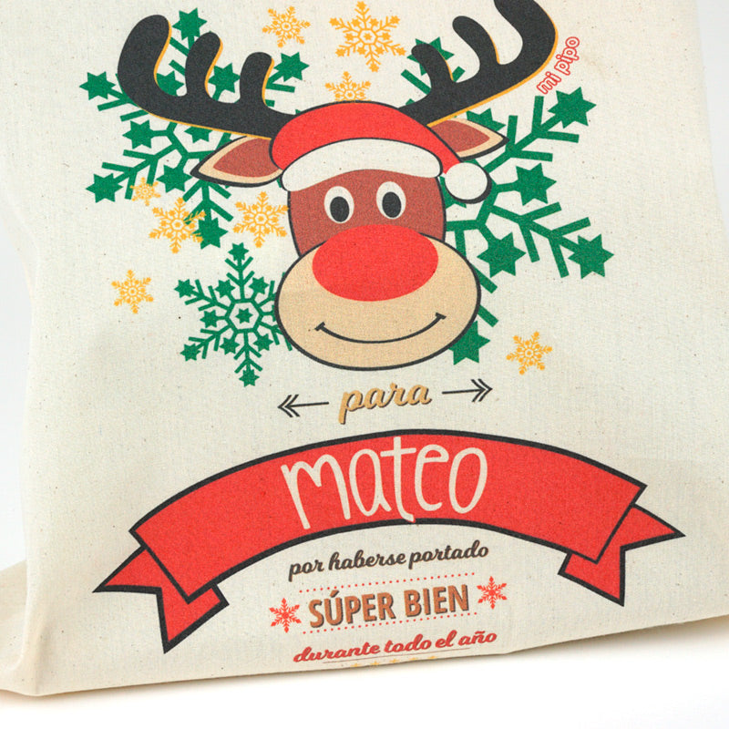 Saco Personalizado para Regalos Navidad Rudolph