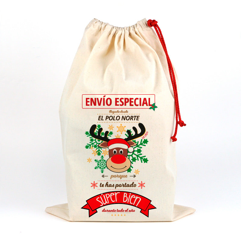 Saco para Regalos Navidad Reno Rudolph