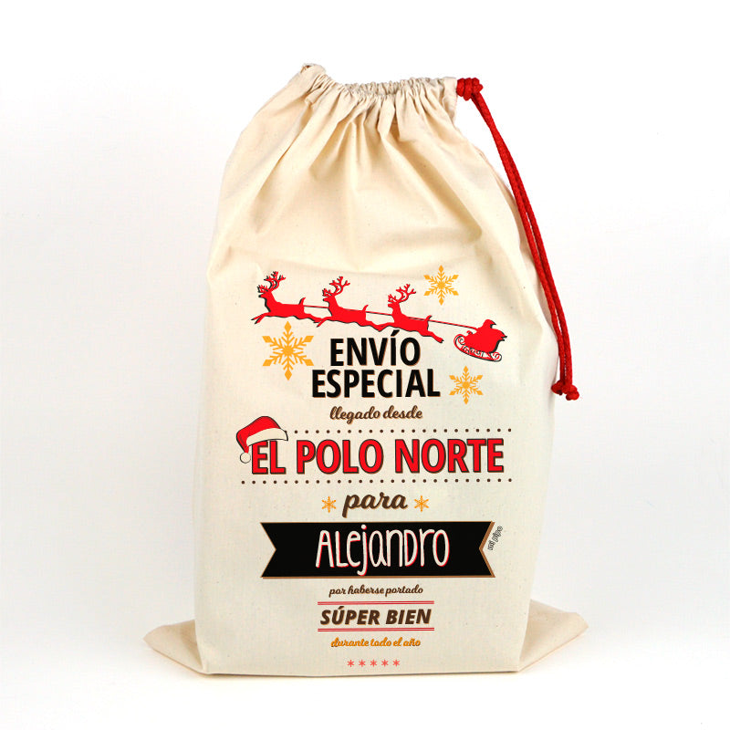 Saco Personalizado para Regalos Navidad Trineo