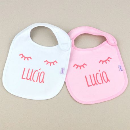 Baberos personalizados rosa - pack de 2
