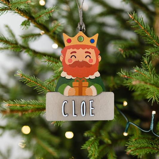 Adorno de Navidad Rey Gaspar de madera con nombre