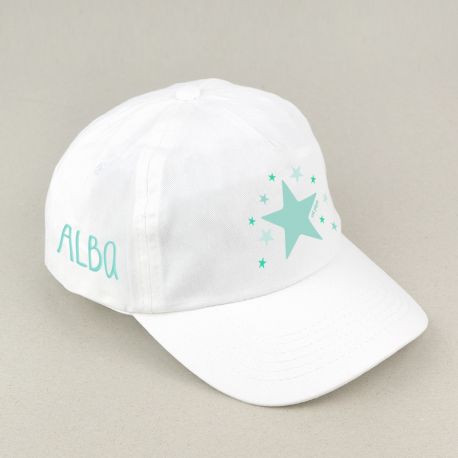 Gorra infantil personalizada - Blanca con estrella menta