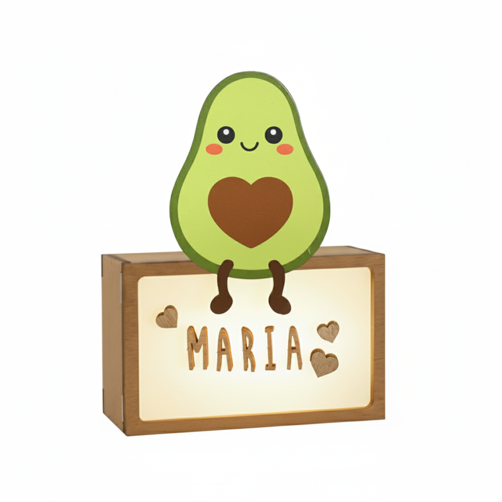 Lámpara Personalizada Infantil de Madera - Diseño Aguacate