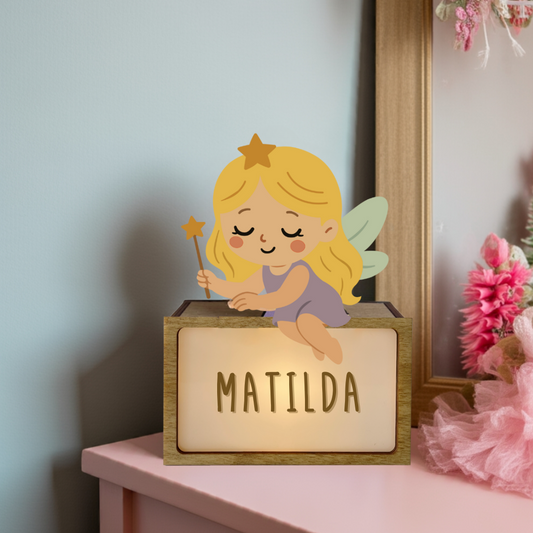 Lámpara Personalizada Infantil de Madera - Diseño Hada