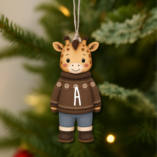 Adorno de madera jirafa con inicial personalizada