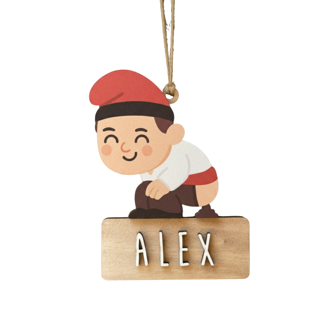 Adorno de Navidad Caganer de madera con nombre