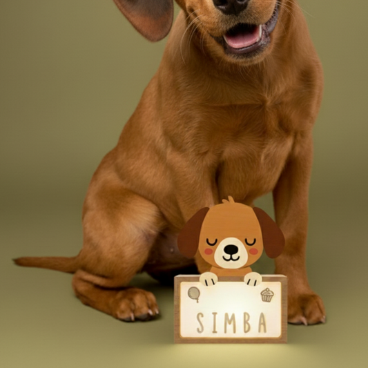 Lámpara Personalizada Infantil de Madera - Diseño Perro