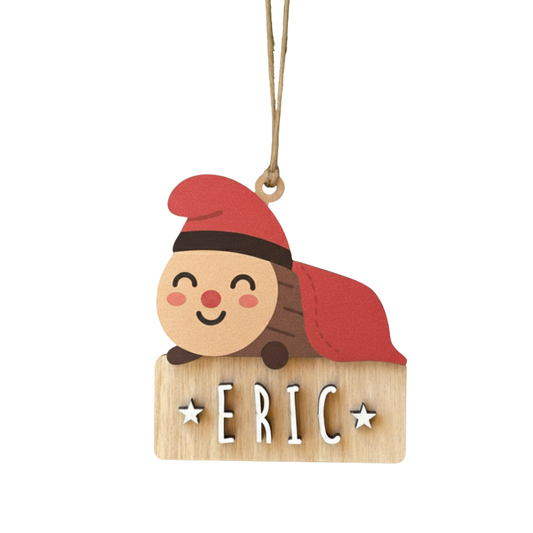 Adorno de Navidad Tió de Nadal de madera con nombre