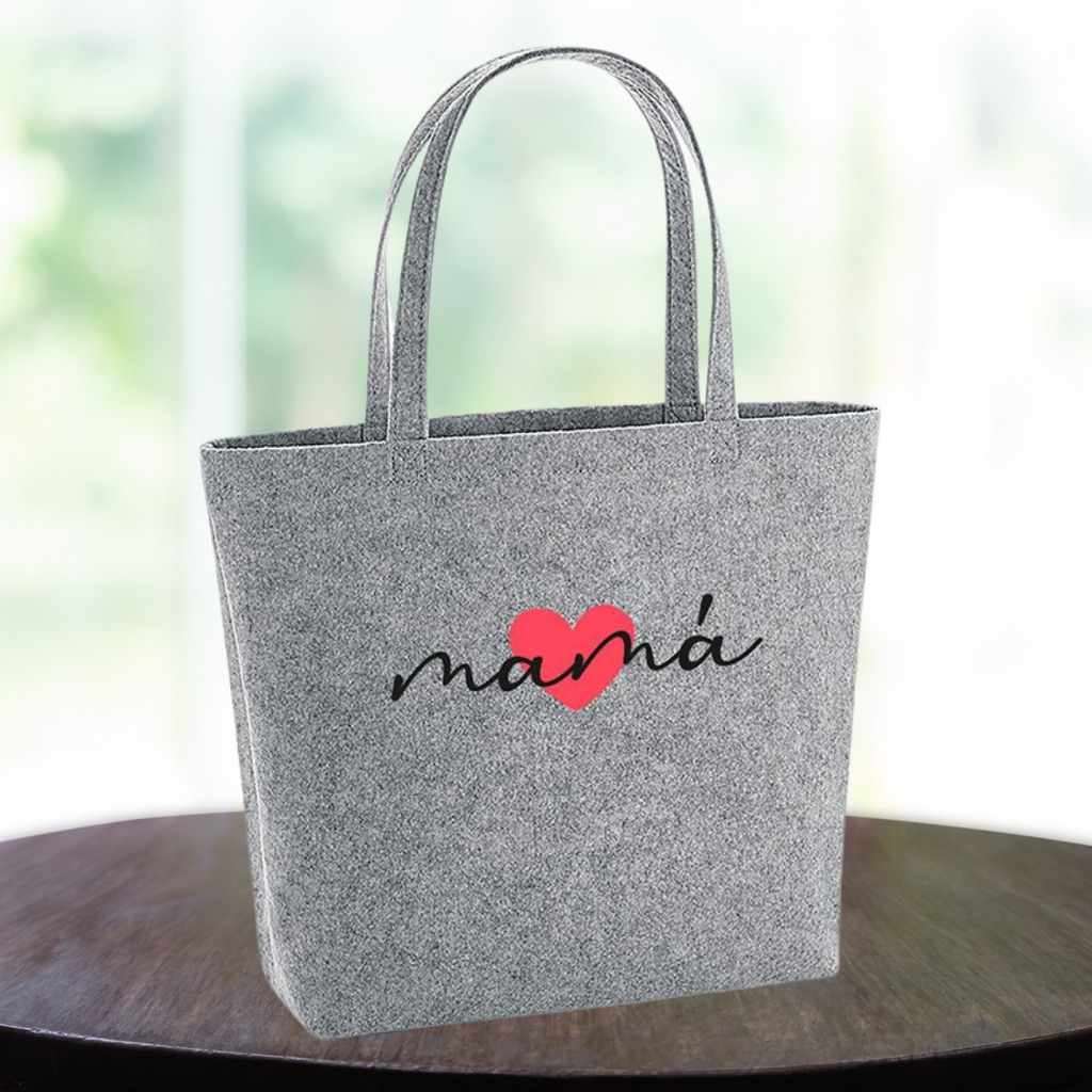 Bolso Shopper Fieltro Personalizado Gris Mofletes