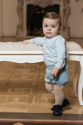 Camisa Manga Larga y Pantalón Corto Verde Agua Dolce Petit