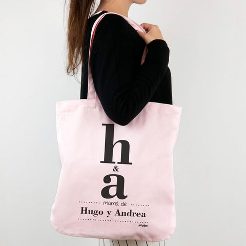 Bolsa de tela personalizada, inicial con nombre 