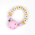 Chupetero De Silicona Personalizado Coronas Rosa