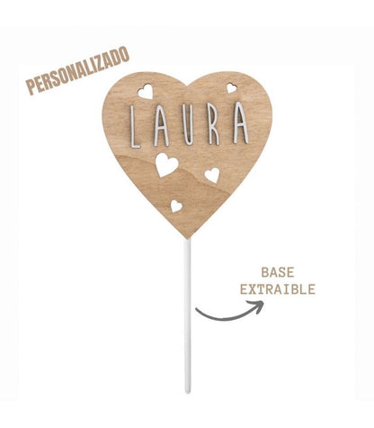 Topper Personalizado para Tartas - Corazón pequeño