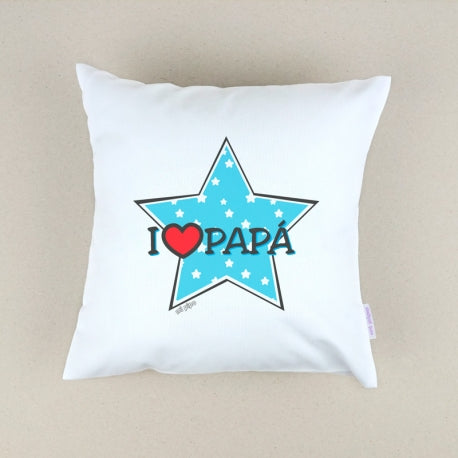 Cojín Personalizado azul I love papá