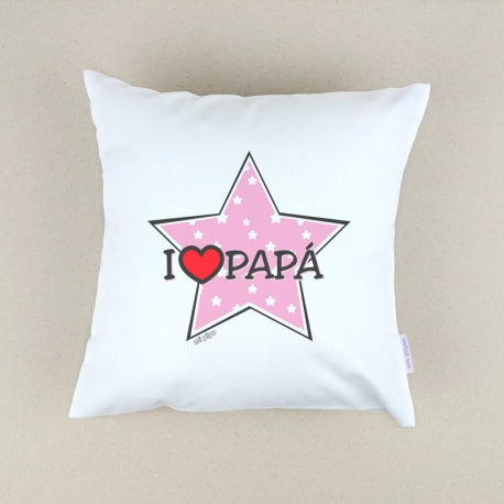 Cojín Personalizado estrella rosa I love papá