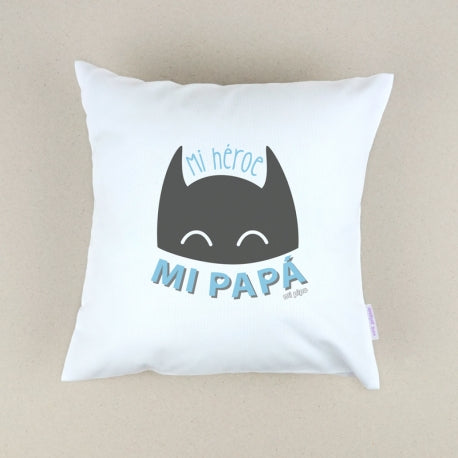 Cojín Personalizado azul Mi héroe mi papá