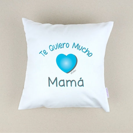 Cojín Personalizado azul Te quiero mucho mamá