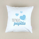 Cojín Personalizado Tengo papitis azul