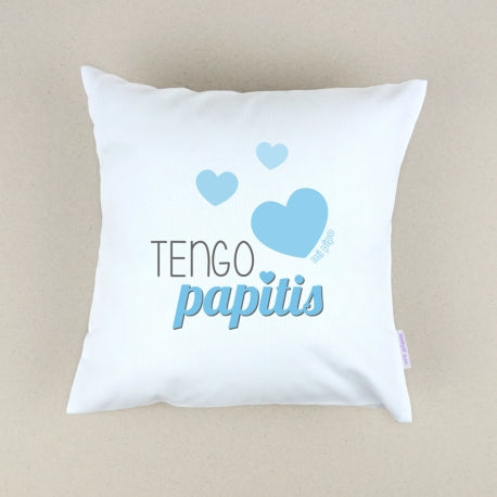 Cojín Personalizado Tengo papitis azul