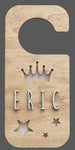 Placa de Madera Personalizada Corona Pomo Puerta