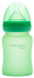 Biberón de vidrio Ultra resistente con indicador de Temperatura- 150 ml Verde
