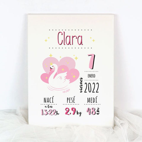 Lienzo Datos Nacimiento Cisne
