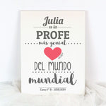 Lienzo Personalizado (nombre) Es La Profe Más Genial Del Mundo Mundial (texto libre)