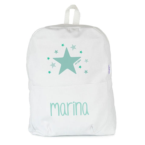 Mochila Personalizada Estrella Menta Lona Algodón