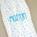 Muselina Personalizada Estrellas Azul Algodón