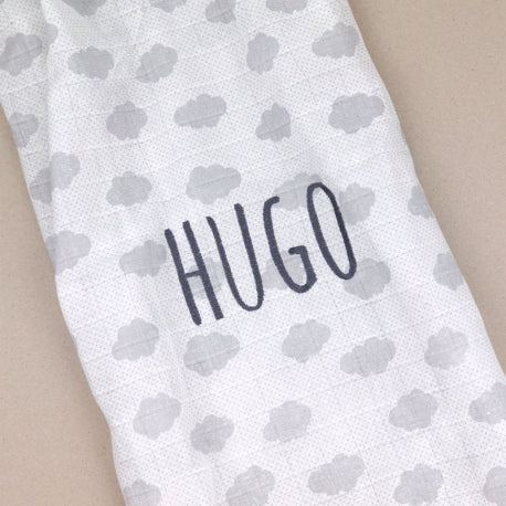 Muselina Personalizada Nube Gris Algodón