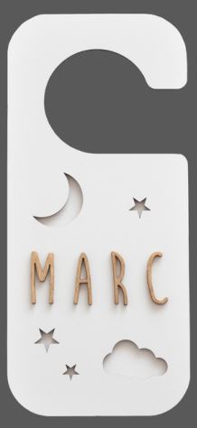 Placa de Madera Personalizada Noche Pomo Puerta