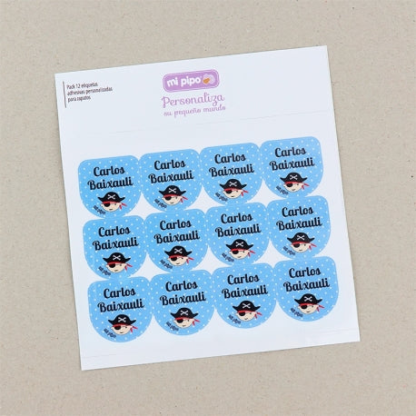 Pack 12 Etiquetas Personalizadas para objetos Azul Pirata