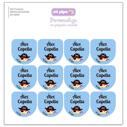 Pack 12 Etiquetas Personalizadas para objetos Azul Pirata