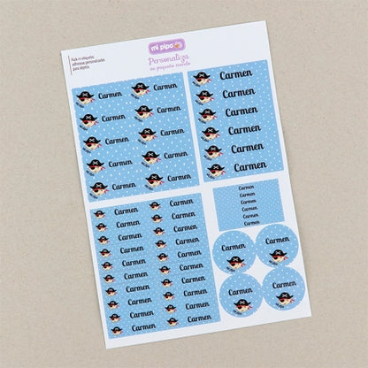 Pack 46 Etiquetas Personalizadas para objetos Azul Pirata