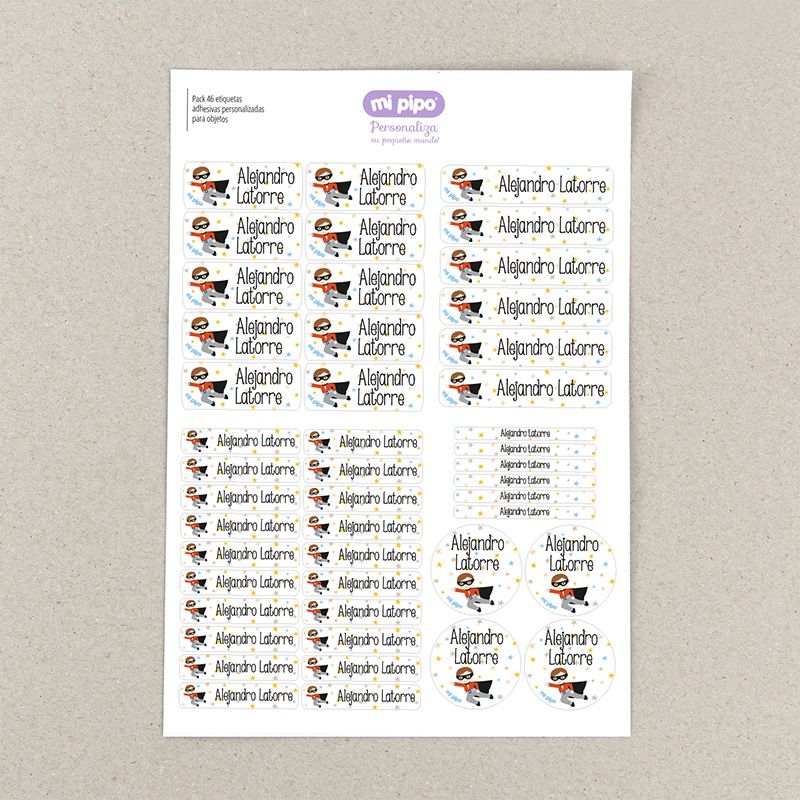 Pack 46 Etiquetas Personalizadas para objetos Superhéroe