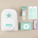 Pack Cole Personalizado Mochila Estrella Menta