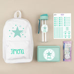 Pack Cole Personalizado Mochila Estrella Menta