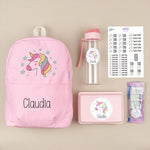 Pack Cole Personalizado Mochila Unicornio